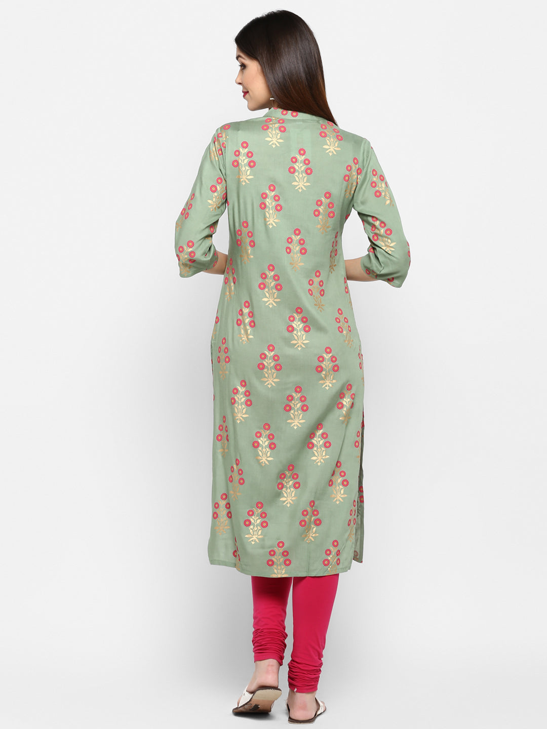 NOZ2TOZ Women Light Green Rayon Kurta (1Pc) - Swadesiicart