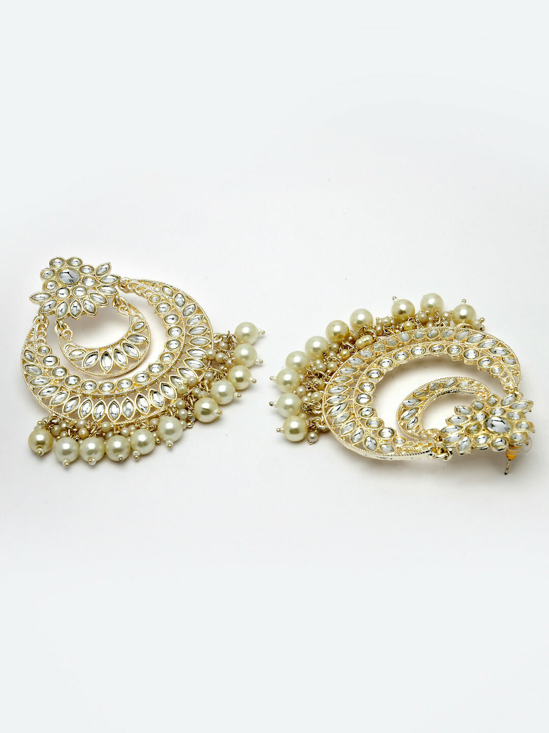 NVR Women Gold-Polished Kundan Handcrafted Chandbalis Earrings | Swadesiicart