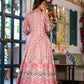 Partywear Designe rPeach Dola Silk Anarkali suit with Dupatta - Samyukta - Swadesiicart