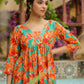 Janasya Orange Cotton Floral Kurta & Bottom | Swadesiicart