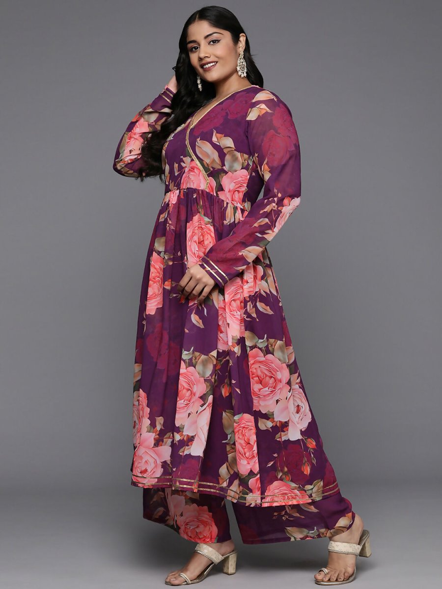Ahalyaa Women's Traditional wear Kurta Set - Purple | Swadesiicart