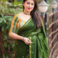 Mehndi Chanderi Cotton Block Print Saree with Unstitched Blouse - Hiral Fashion | Swadesiicart