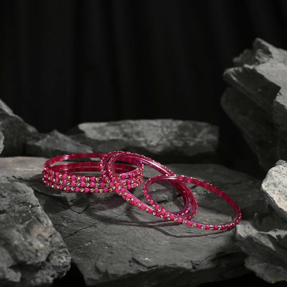Afast Elegant Bridal & Wedding Party Fashion Bangle/Kada Set, Pink, Glass, Pack Of 12 Model No- A6 - Swadesiicart