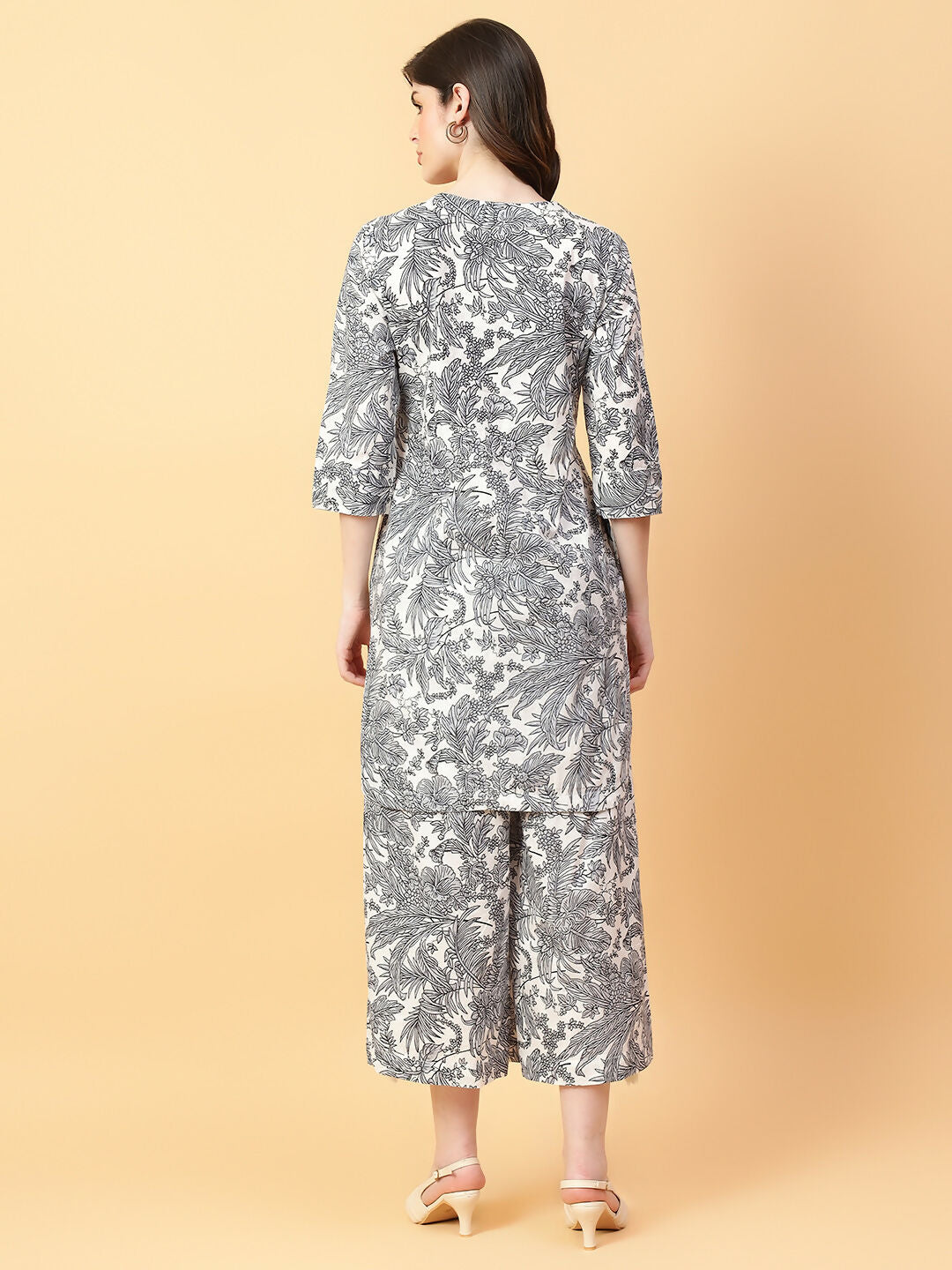 Joban Fashion Grey Cotton Printed & Hand Work Co-ord Set - Swadesiicart