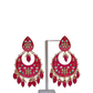 Pink Gold-Polished Brass & Pearl Dangle Women Earrings| Hand Painted Meenakari Chandbali Traditional Ethnic Wear Earrings By House of Ree - Swadesiicart