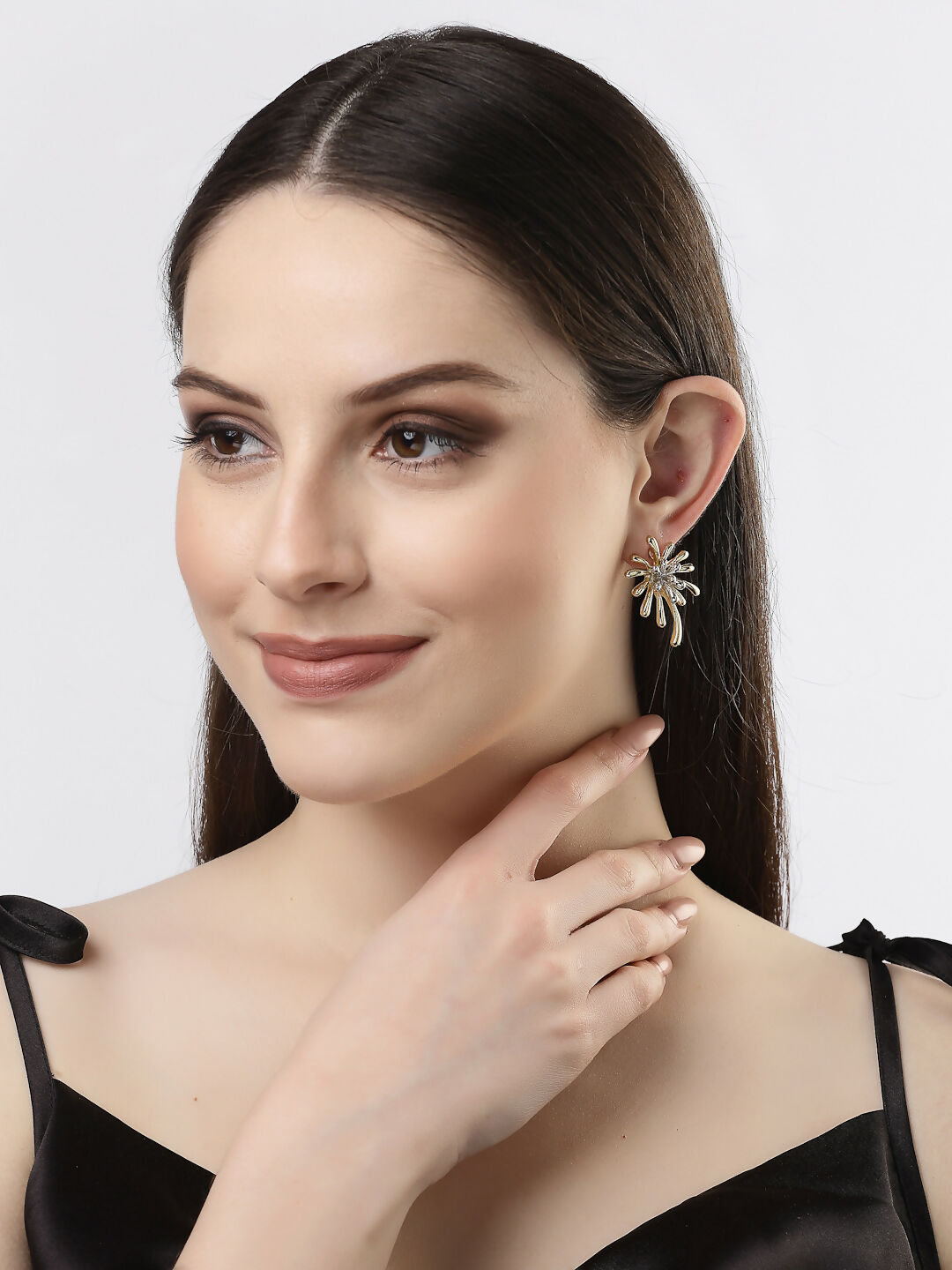 NVR Women Gold-Polished Drop Earrings | Swadesiicart