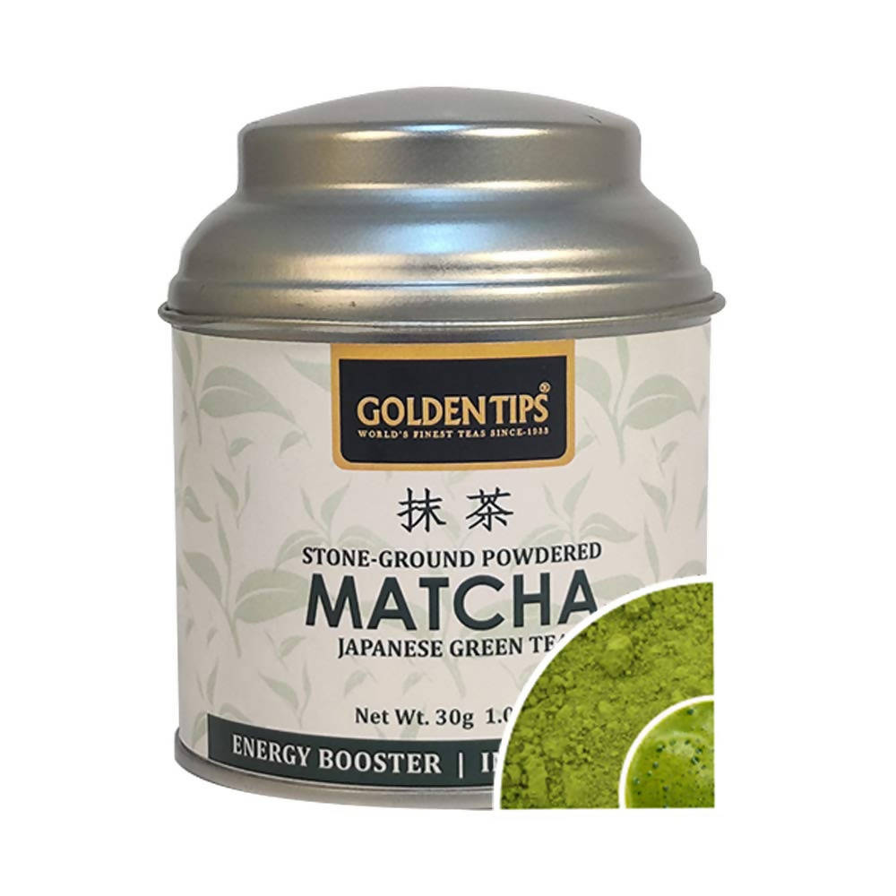 Golden Tips Japanese Matcha Green Tea Powder - Tin Box Round | Swadesiicart