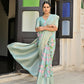 Vishnu Weaves Women's Sea-Green Banarasi Silk Saree with Blouse - Swadesiicart