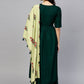 Cheera A-Line solid Green Kurta, Palazzo, Stole Set (CH043K)