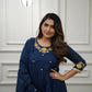 The52 Blue Women's Gorgeous Viscose Fabric Embroidered Work Flared Kurta Pant and Dupatta Set - Swadesiicart