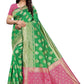 Vamika Banarasi Jacquard Weaving Green Saree (Dangal Green) | Swadesiicart