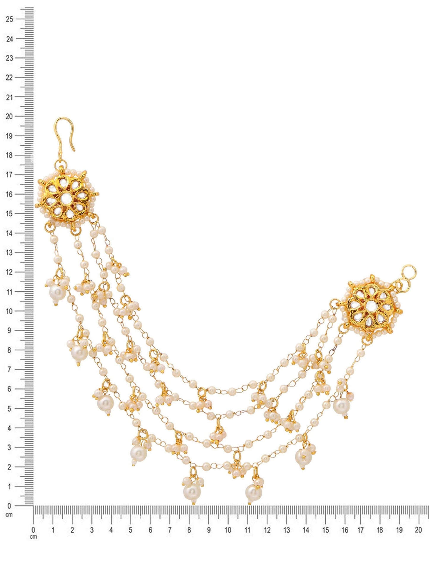 Ruby Raang Gold Kundan and Pearl Chain (set of 2) | Swadesiicart