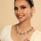 Nuyug 22K Gold Plated Pearl Empress Flora Pink Stone Drops Necklace Set | Swadesiicart