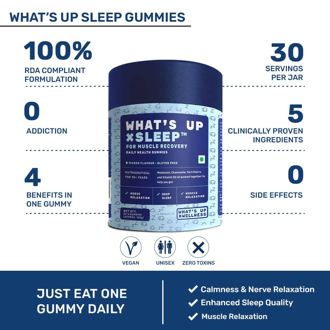 What’s Up Wellness Sleep For Muscle Recovery Gummies - Swadesiicart