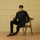 Burgundy Designer Tuxedo With Black Satin Lapels by Hilo Design