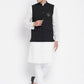 Even Apparels Black Pure Cotton White Kurta Sets With Eid Insignia Jackets PW668 | Swadesiicart