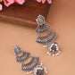 NVR Women Silver Toned Contemporary Jhumka Earrings | Swadesiicart