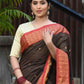 Beatitude Brown Cotton Banarasi Saree | Swadesiicart