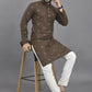 Anaita Brown Weaving Linen Cotton Straight Kurta