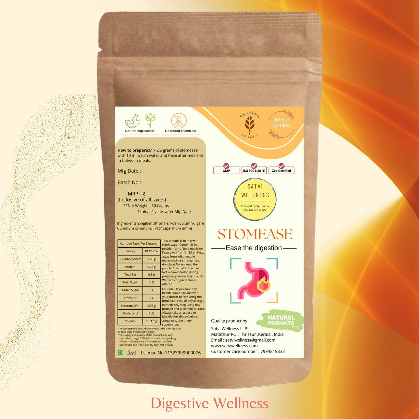 Satvi Wellness Stomease - Herbal Mix | Swadesiicart