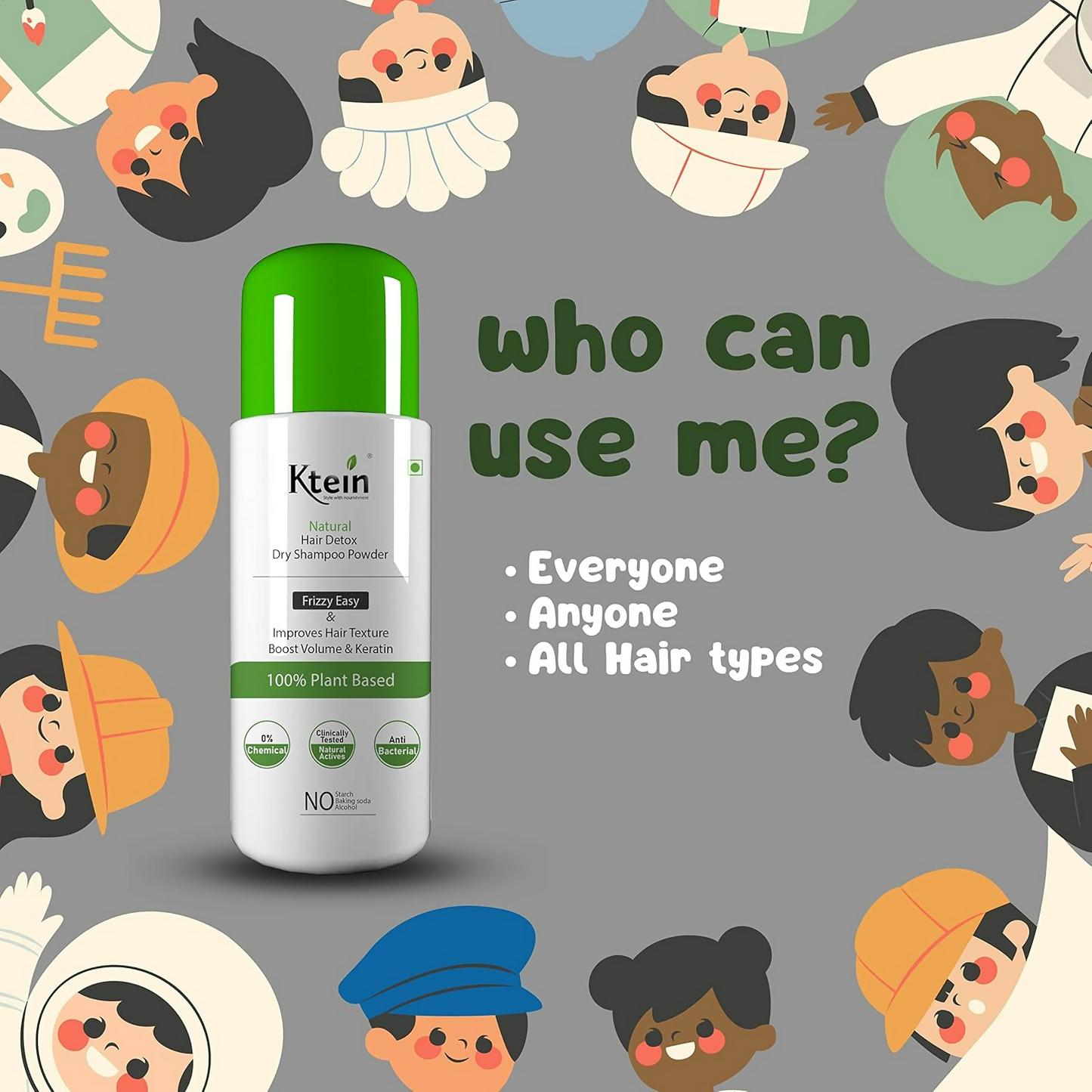 Ktein Natural Detox Dry Shampoo - Swadesiicart