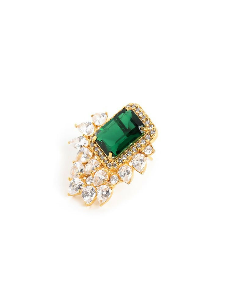 Nuyug 22K Gold Plated Emerald Fern Muse Stud Earrings | Swadesiicart