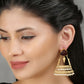 Joban Fashion Women Handcrafted Red Stone Matte Gold Earrings | Swadesiicart
