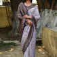 Joban Fashion Pastel Blue Crepe Chiffon Pure Handloom Banarasi Silk Saree | Swadesiicart