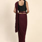 Maroon Imported Fabric Plain Ready to wear Saree with stitched Blouse - Vrinda | Swadesiicart