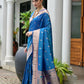 Vishnu Weaves Women's Rama Paithani Silk Zari Woven Saree with Blouse - Swadesiicart