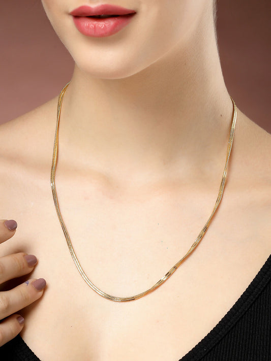 NVR Women's Set of 2 Silver & Gold Rhodium-Plated Minimal Chain | Swadesiicart