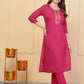 Red Viscose Chanderi Embroidered Stitched Suit With Dupatta - Tanisha | Swadesiicart