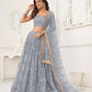 Aastha Fashion Light Gray Butterfly Net Tone To Tone Thread Work, Sequence Work And Original Mirror Work Embroidery Wedding Wear Lehenga Choli