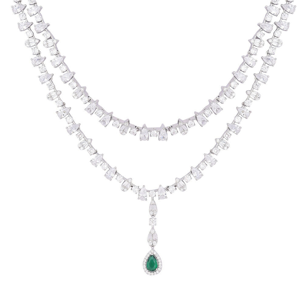 Nuyug Crystal Luster Cubic ZIrcon Necklace Set | Swadesiicart