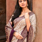 Joban Fashion Nude Grey Crepe Chiffon Pure Handloom Banarasi Silk Saree | Swadesiicart
