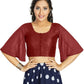 Aastha Fashion Women's Women's Maroon Art Silk Umbrella Sleeves Readymade Blouse
