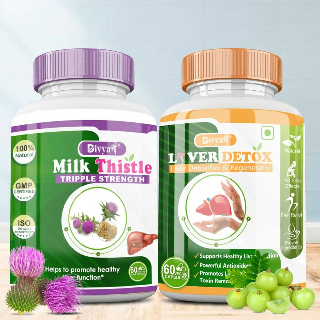 Divya Shree Liver Detox & Milk Thistle Capsule Combo - Swadesiicart
