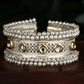 Joban Fashion Women White Beads Style Silver Tone Bangle | Swadesiicart