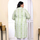 Miravan Women's Plus Size White And Green Tie Dye Cotton Kurti - Swadesiicart