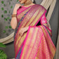 Jyoti Fashion Women's Navy Blue Kanjivaram Silk Zari Woven Saree with Blouse | Swadesiicart