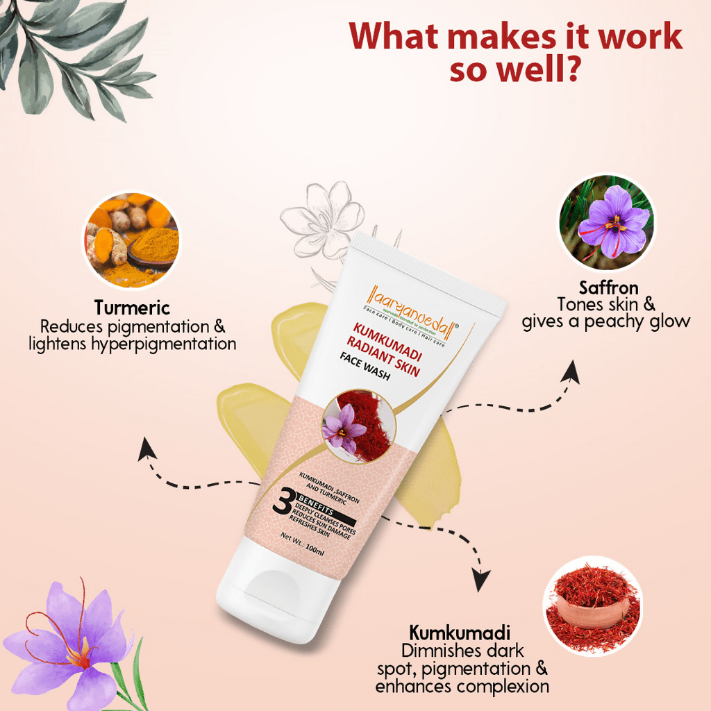 Aaryanveda Kumkumadi Radiant Skin Face Wash - Swadesiicart