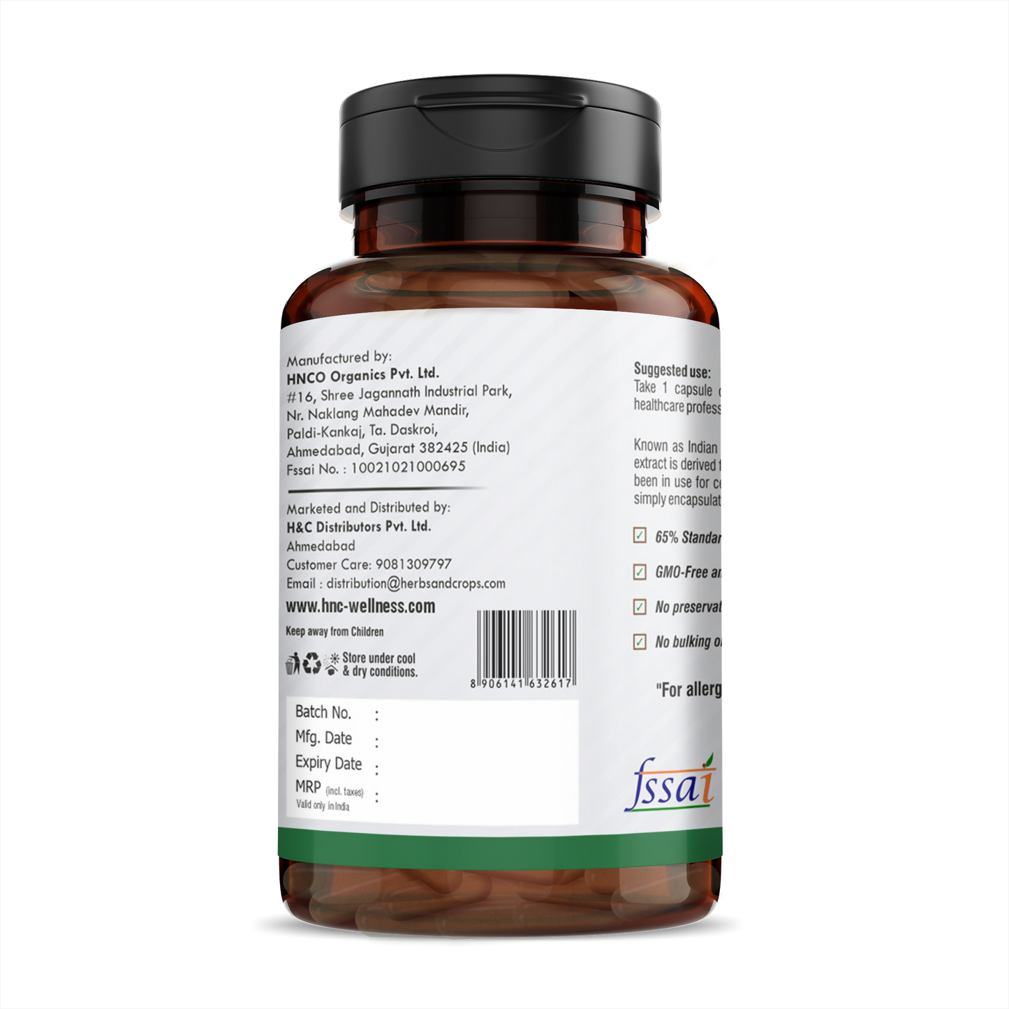 H&C Herbal Boswellia Serrata Veg Capsules - Swadesiicart