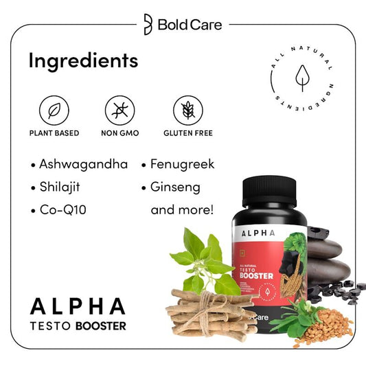 Bold Care Alpha Natural Testo Booster Tablets - Swadesiicart