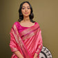 Vishnu Weaves Women's Pink Raw Silk Zari Woven Saree with Blouse - Swadesiicart