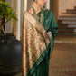 Vishnu Weaves Women's Green Soft Tussar Silk Printed Saree with Blouse - Swadesiicart