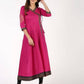 Aniyah Cotton Block Print Angrakha Kurta In Magenta (AN-148K) - Swadesiicart