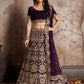 Jyoti Fashion Mesmerizing Wine Sequins Embroidered Velvet Lehenga Choli with Dupatta | Swadesiicart