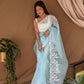 Vamsee Sai Pallavi Sky Organza Saree - Swadesiicart