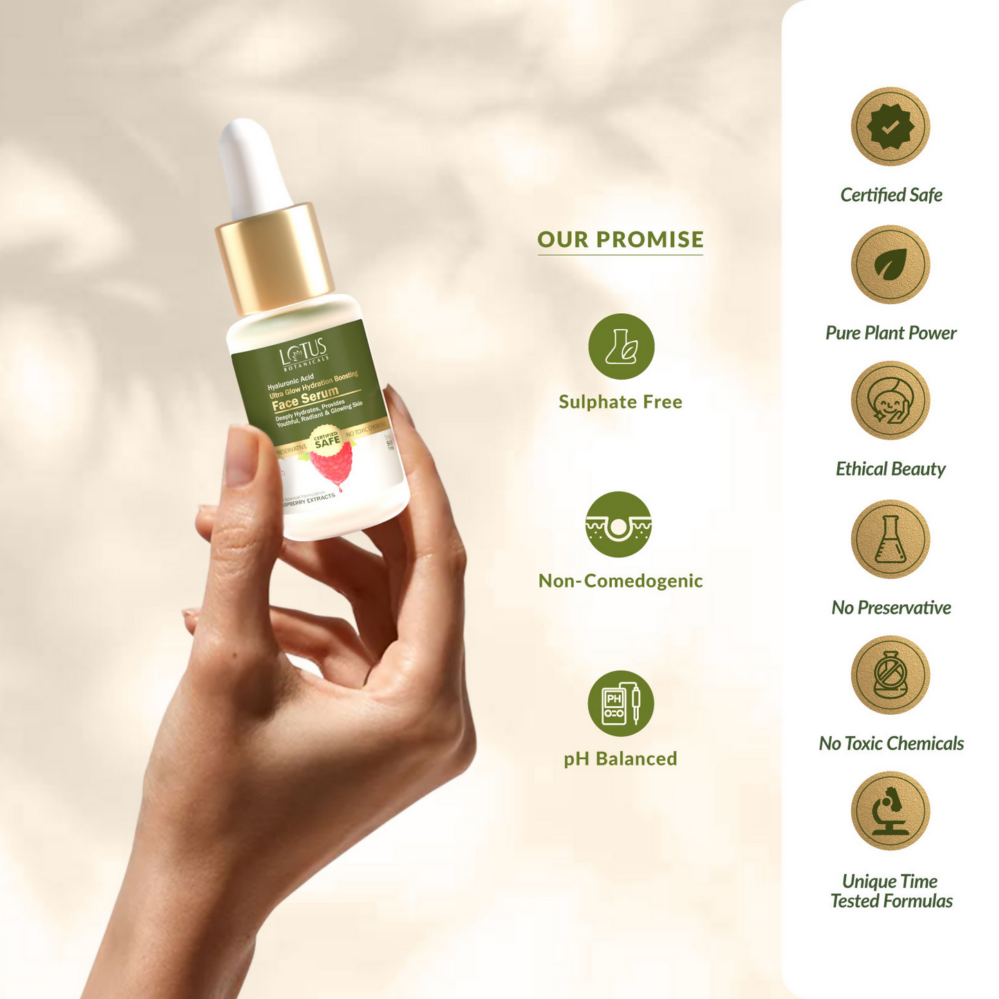 Lotus Botanicals Hyaluronic Acid & Raspberry Ultra Glow & Hydration Boosting Serum | Swadesiicart
