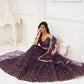 Aastha Fashion Dusty Wine Butterfly Net Tone To Tone Thread Work And Sandwich Sequence Work Embroidery Wedding Wear Lehenga Choli